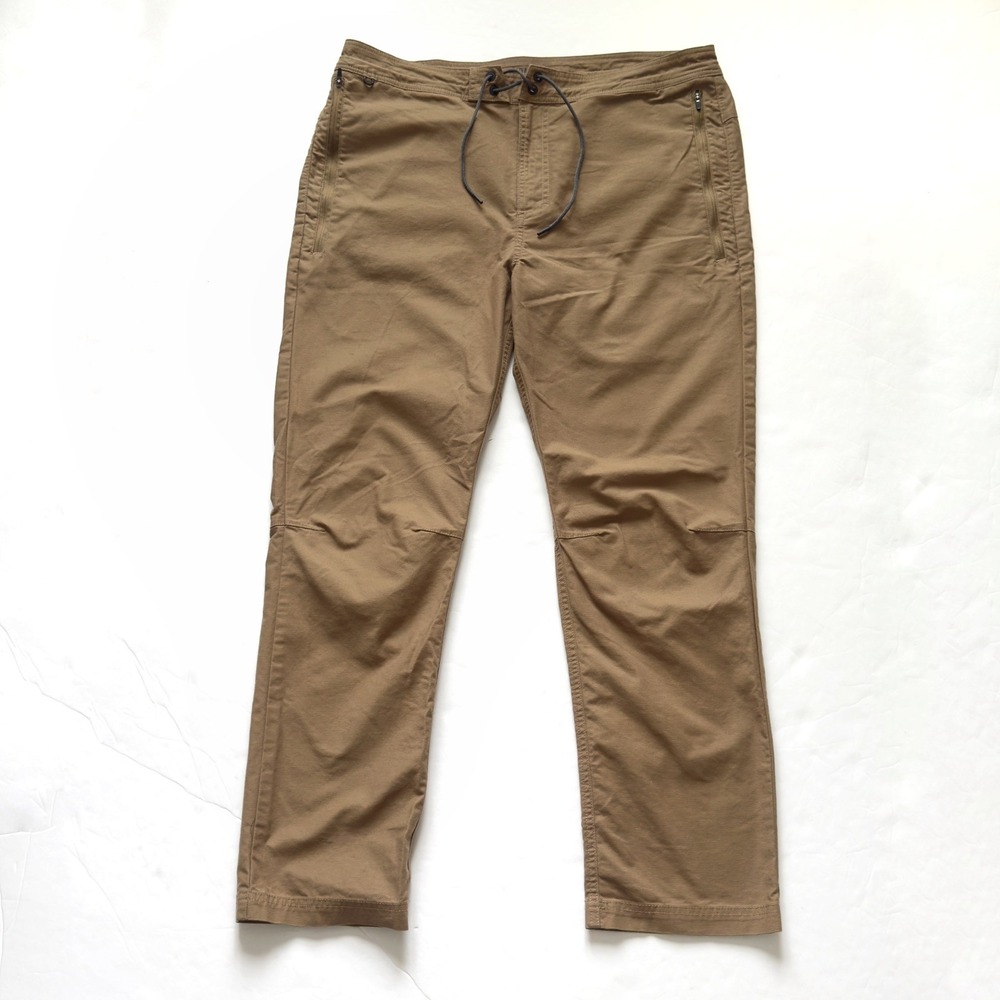 Roark Layover 2.0 Pants Men 36 Khaki Brown Travel Stretch Ventilation Drawstring